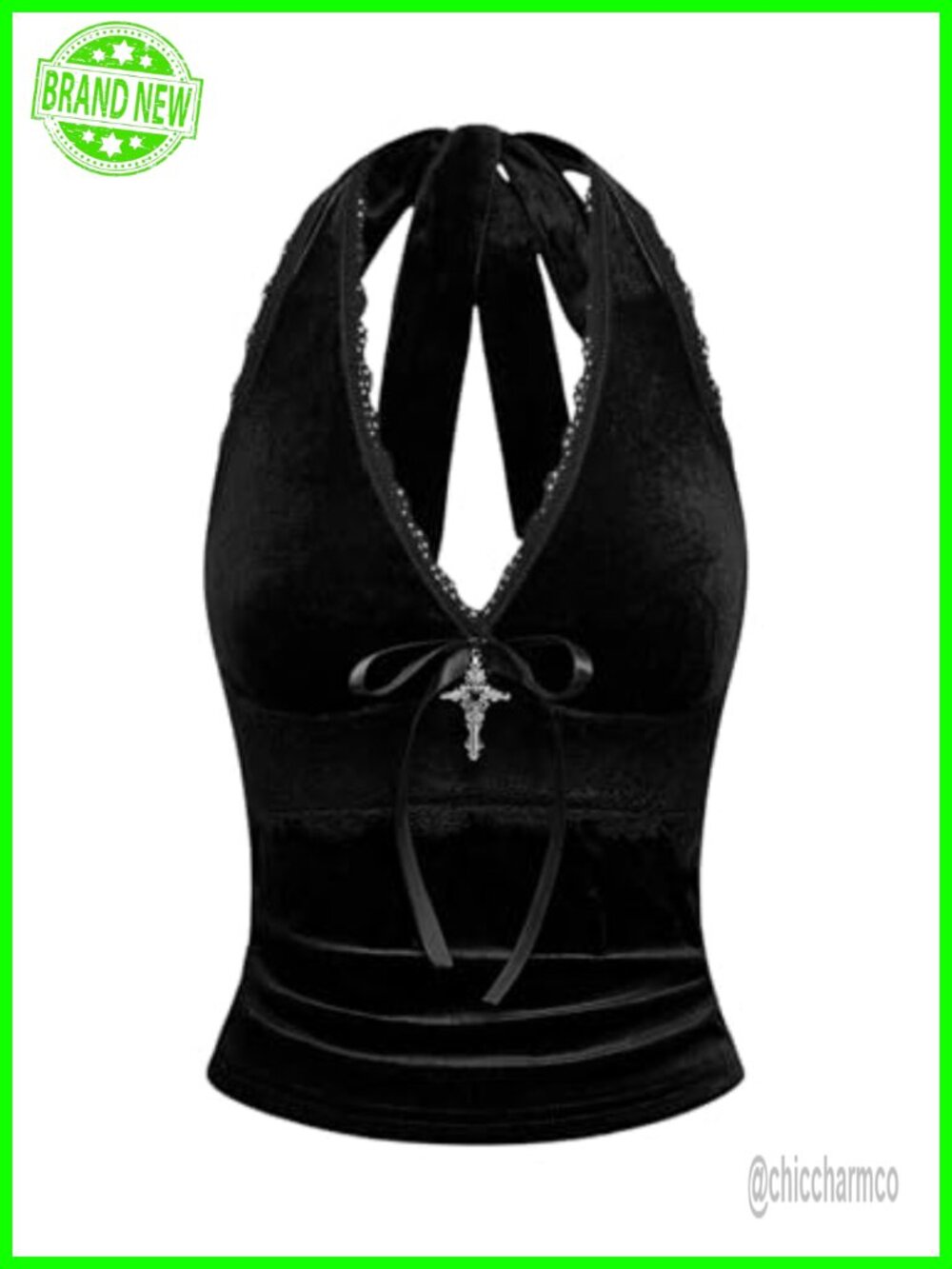 Y2k Grunge Goth Mesh Sheer Halter Top Slim Fit Rave Party